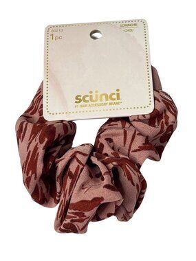 Scunci Pink Red Abstract Scrunchie Ponytail Holder